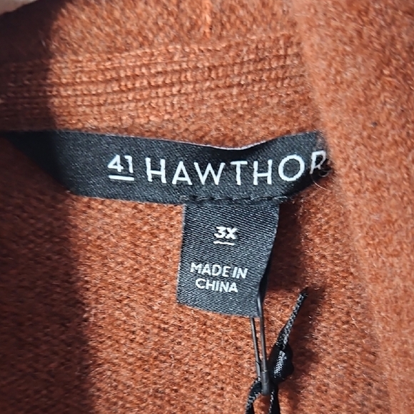 41 Hawthorn Women's Cashmere Open Front Cardigan Sweater - Rust NWT - Picture 2 of 9